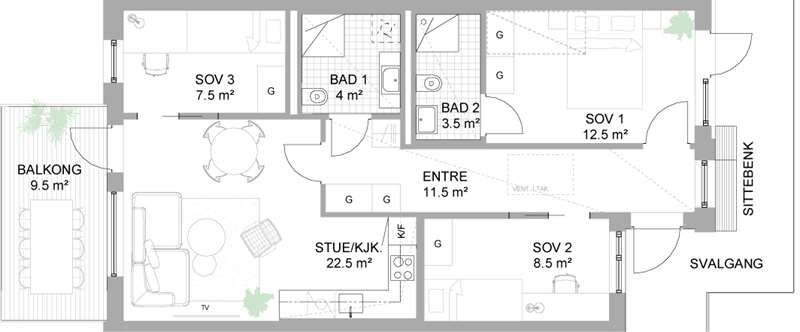 4-roms leilighet